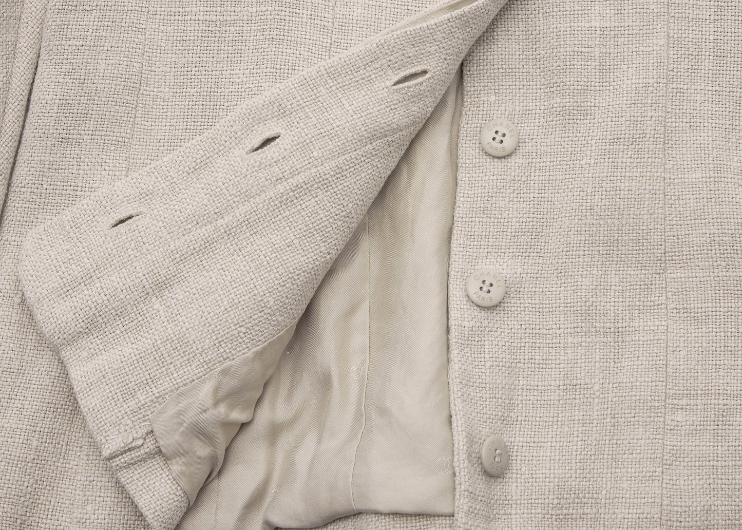 CHANEL Coco Button Jacket 36 Beige Top Long Sleeve Blouson Cut-and-Sew Outerwear Branded Gold-Tone Hardware, Pre-Owned