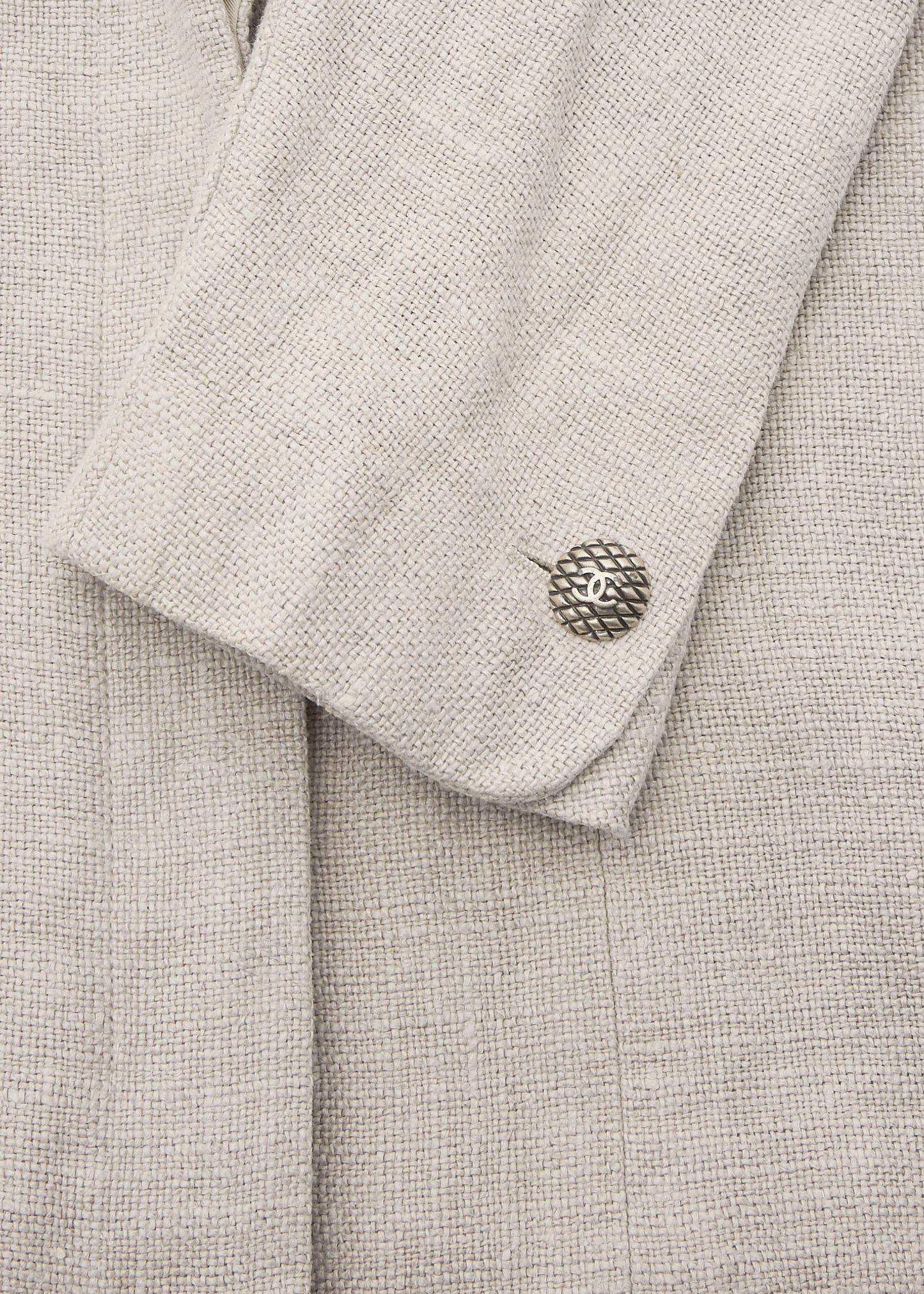 CHANEL Coco Button Jacket 36 Beige Top Long Sleeve Blouson Cut-and-Sew Outerwear Branded Gold-Tone Hardware, Pre-Owned