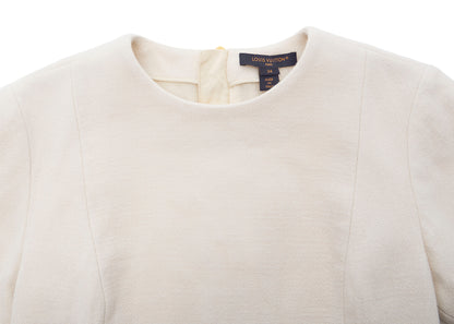 LOUIS VUITTON Louis Vuitton Belt Dress 34 Ivory Short Sleeve Dress Skirt Top Brand Gold-Tone Hardware, Pre-Owned