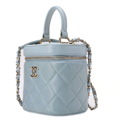 CHANEL Coco Mark Circle Coco Drawstring Shoulder Bag Lambskin White Gold-Tone Hardware, Pre-Owned