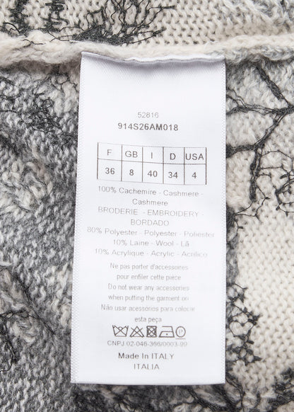 Dior All-Over Cashmere Sweater 36 White x Black Knit Top Long Sleeve Cut & Sew Branded   Pre-Owned