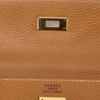 HERMES Kelly 35 Handbag Inseam Ardennes Natural Gold-Tone Hardware, Pre-Owned