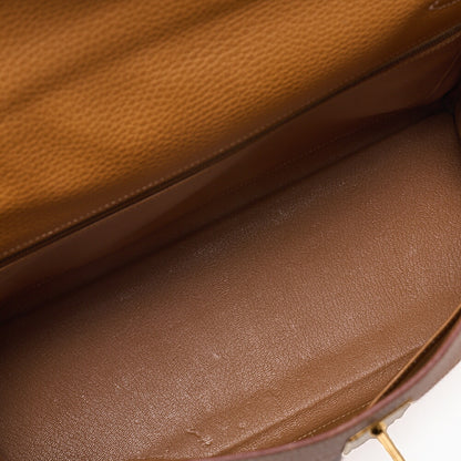 HERMES Kelly 35 Handbag Inseam Ardennes Natural Gold-Tone Hardware, Pre-Owned