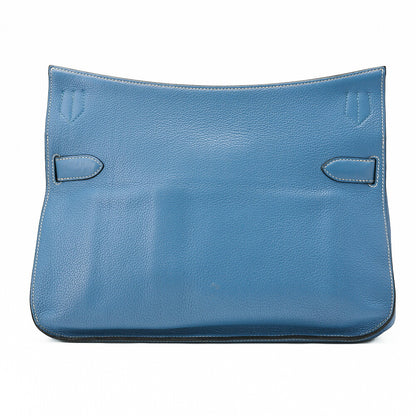 HERMES Gypsy 34 Shoulder Bag Tryon Clemence Blue Jean Silver-Tone Hardware, Pre-Owned