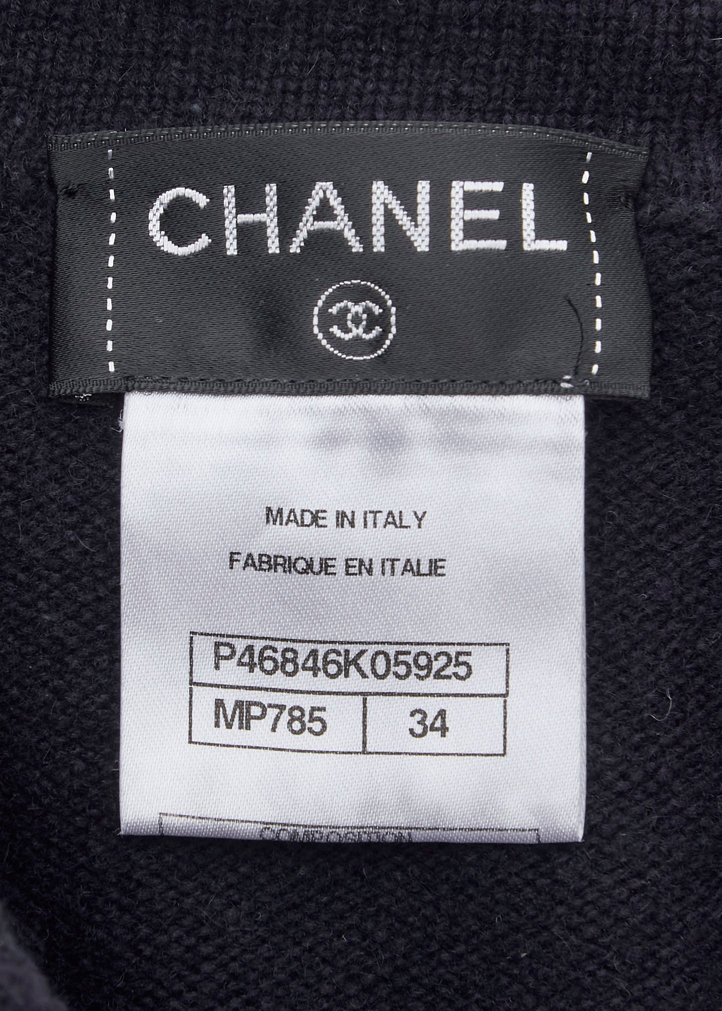 CHANEL Coco Button Knit Dress 34 Navy Top Skirt Long Sleeve Branded Silver-Tone Hardware, Pre-Owned