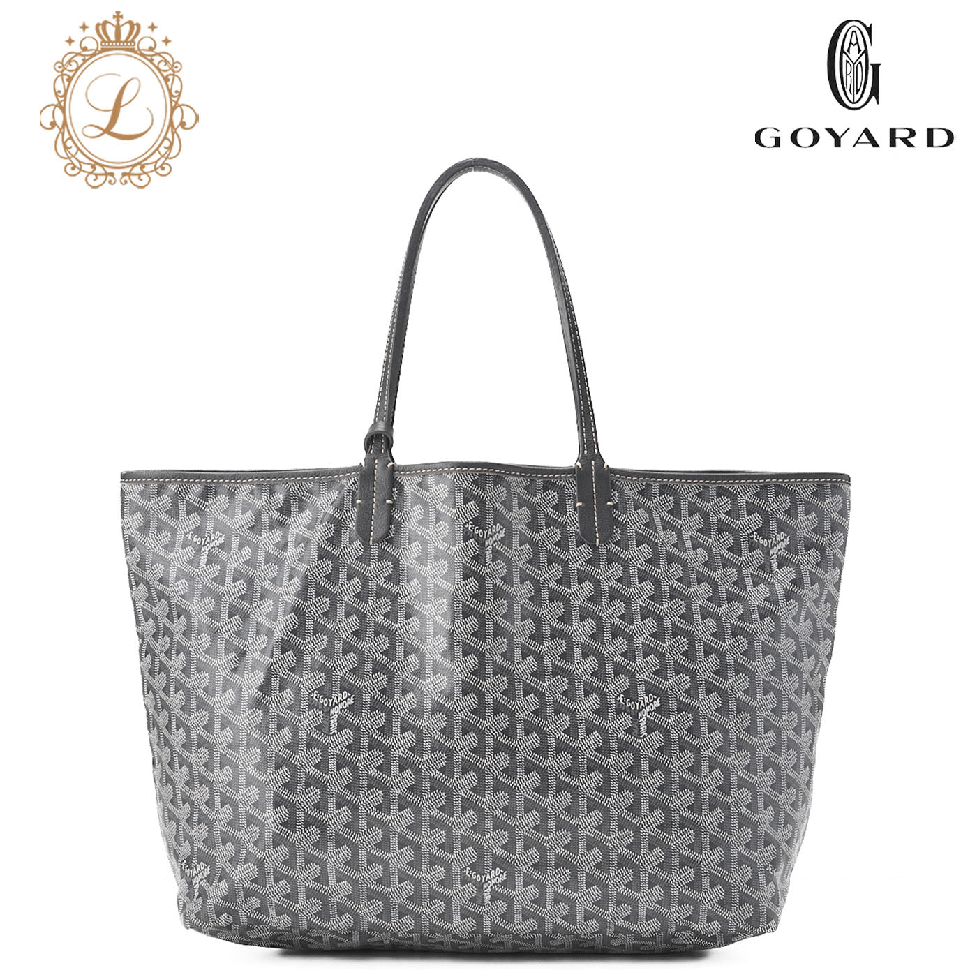 GOYARD [Goyard] Saint-Louis PM Tote Bag Coated Canvas Gray Silver-Tone Hardware, Pre-Owned