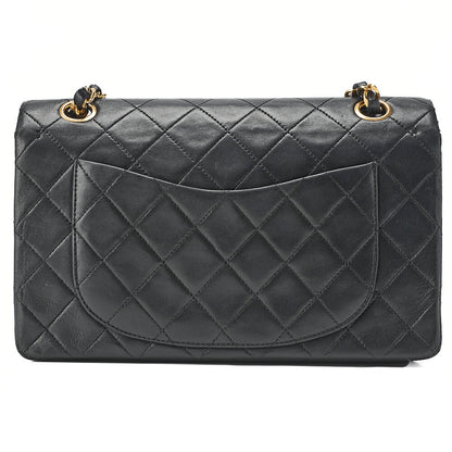 CHANEL Chain Shoulder Bag Matelassé Double Flap 23cm Lambskin Black Gold-Tone Hardware, Pre-Owned