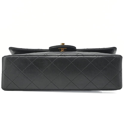 CHANEL Chain Shoulder Bag Matelassé Double Flap 23cm Lambskin Black Gold-Tone Hardware, Pre-Owned