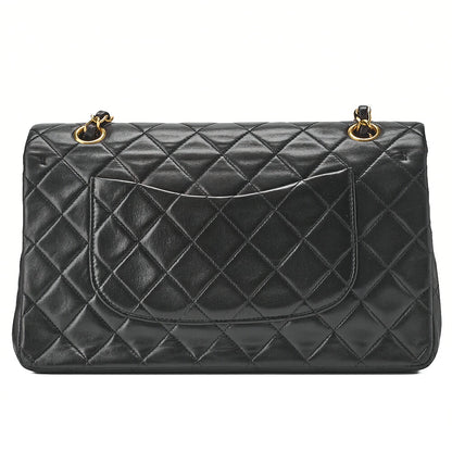 CHANEL Shoulder Bag Matelassé Double Flap 25cm Chain Shoulder Lambskin Black Gold-Tone Hardware, Pre-Owned