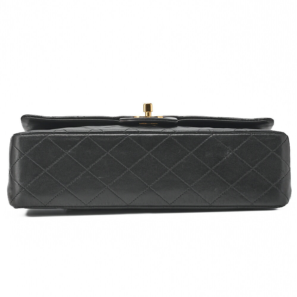 CHANEL Shoulder Bag Matelassé Double Flap 25cm Chain Shoulder Lambskin Black Gold-Tone Hardware, Pre-Owned