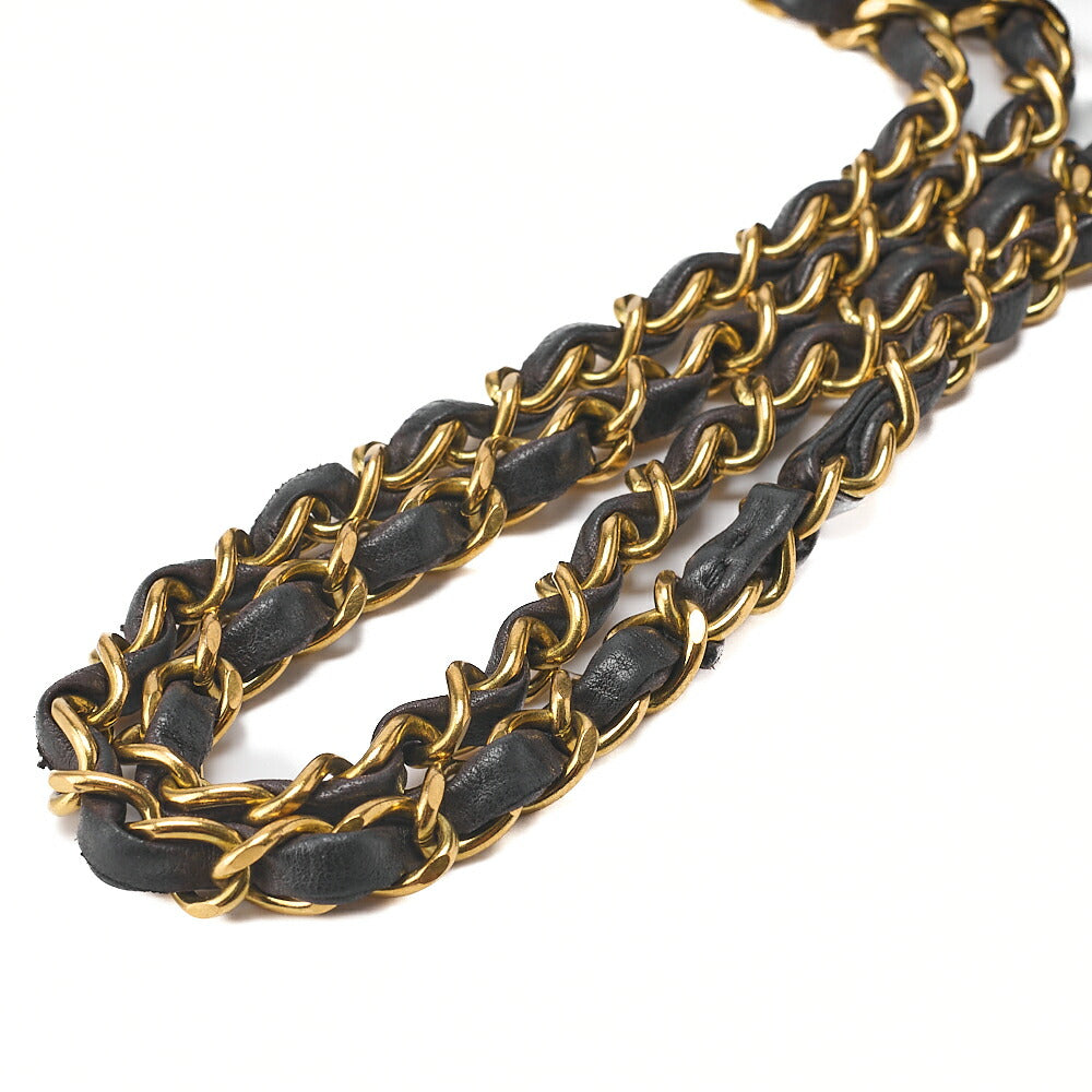 CHANEL Shoulder Bag Matelassé Double Flap 25cm Chain Shoulder Lambskin Black Gold-Tone Hardware, Pre-Owned
