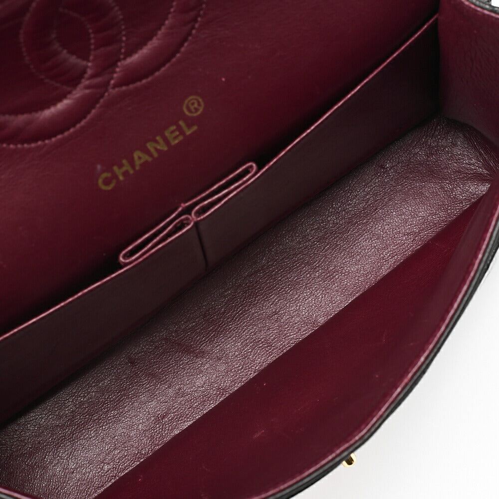 CHANEL Shoulder Bag Matelassé Double Flap 25cm Chain Shoulder Lambskin Black Gold-Tone Hardware, Pre-Owned