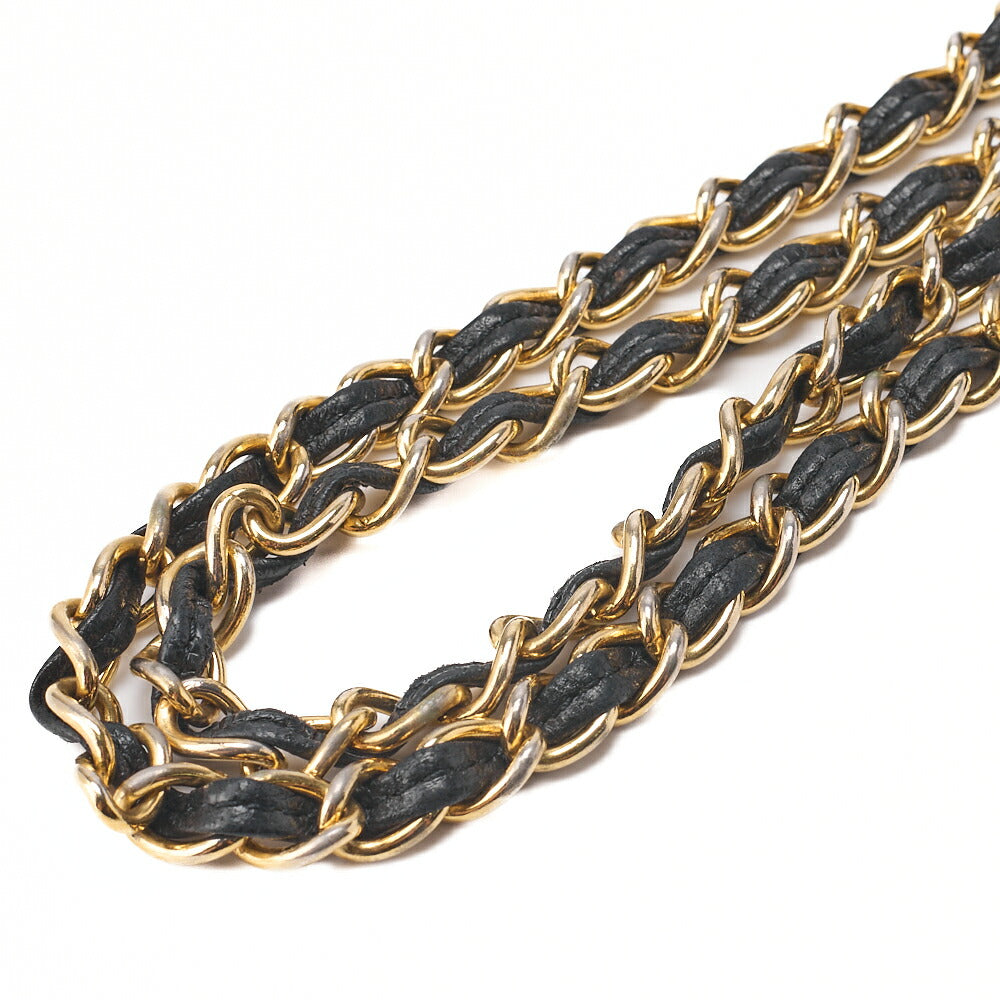 CHANEL Matelassé Coco Mark Fringe Chain Shoulder Lambskin Black Gold-Tone Hardware, Pre-Owned
