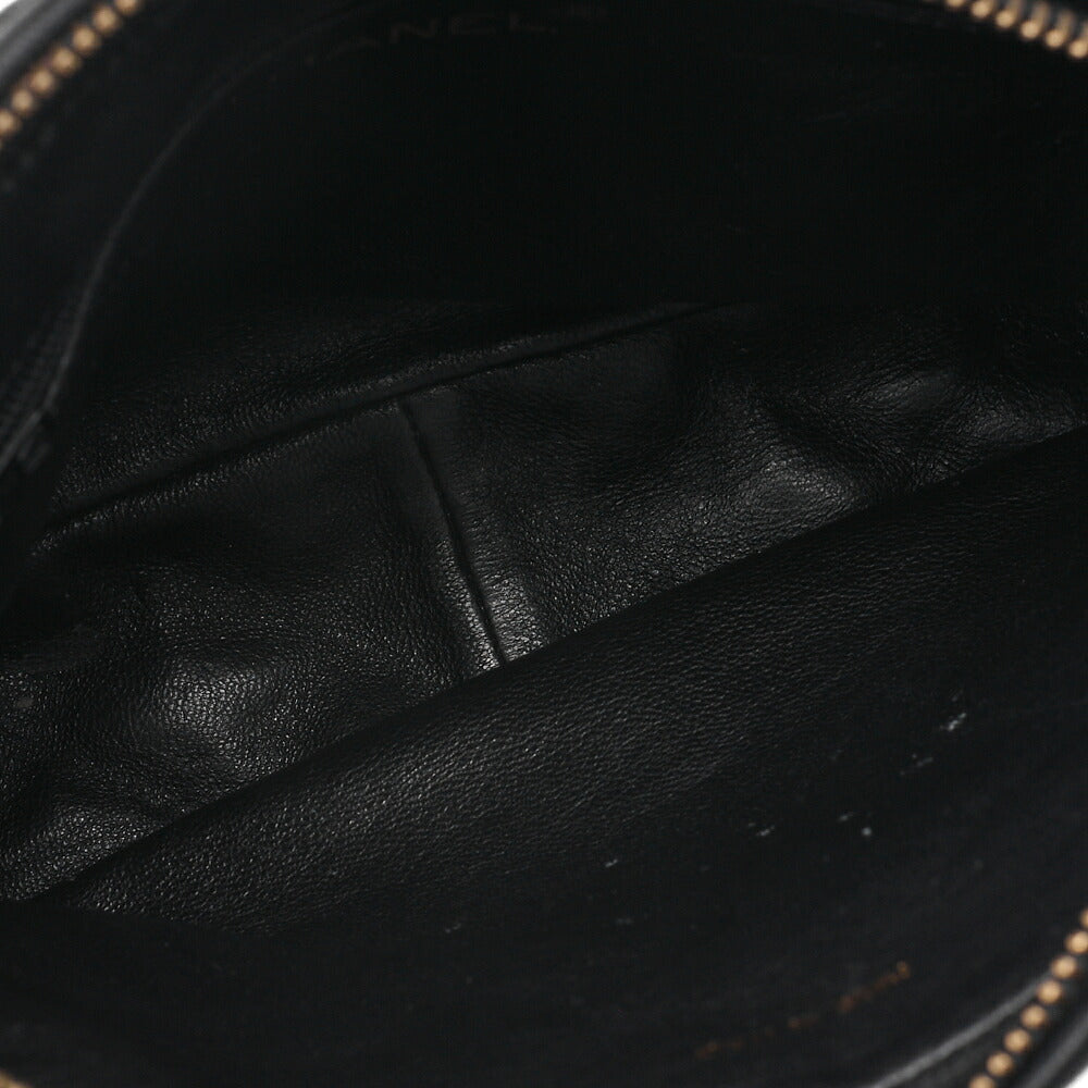 CHANEL Matelassé Coco Mark Fringe Chain Shoulder Lambskin Black Gold-Tone Hardware, Pre-Owned