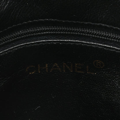 CHANEL Matelassé Coco Mark Fringe Chain Shoulder Lambskin Black Gold-Tone Hardware, Pre-Owned