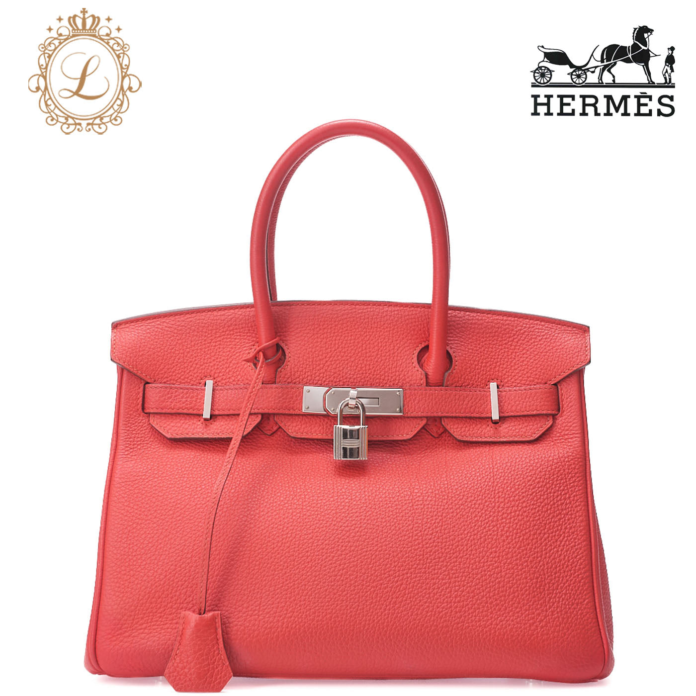 HERMES Birkin 30 Handbag Togo RoseJaipur RoseJaipur Silver-Tone Hardware, Pre-Owned