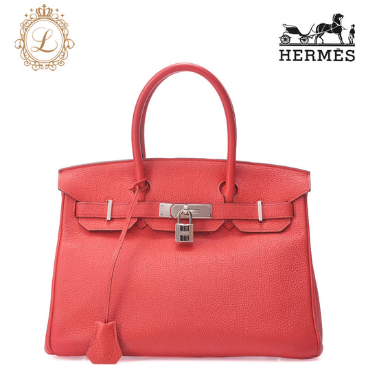HERMES Birkin 30 Handbag Togo RoseJaipur RoseJaipur Silver-Tone Hardware, Pre-Owned