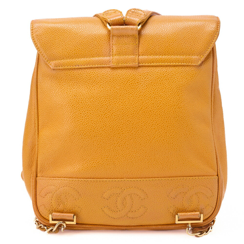 CHANEL Backpack Caviar Skin Triple Coco Turnlock Yellow Gold-Tone Hardware, Pre-Owned