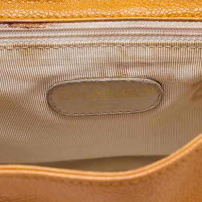 CHANEL Backpack Caviar Skin Triple Coco Turnlock Yellow Gold-Tone Hardware, Pre-Owned