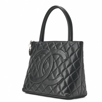 CHANEL Matelassé Reprint Tote Caviar Skin Black Silver-Tone Hardware, Pre-Owned