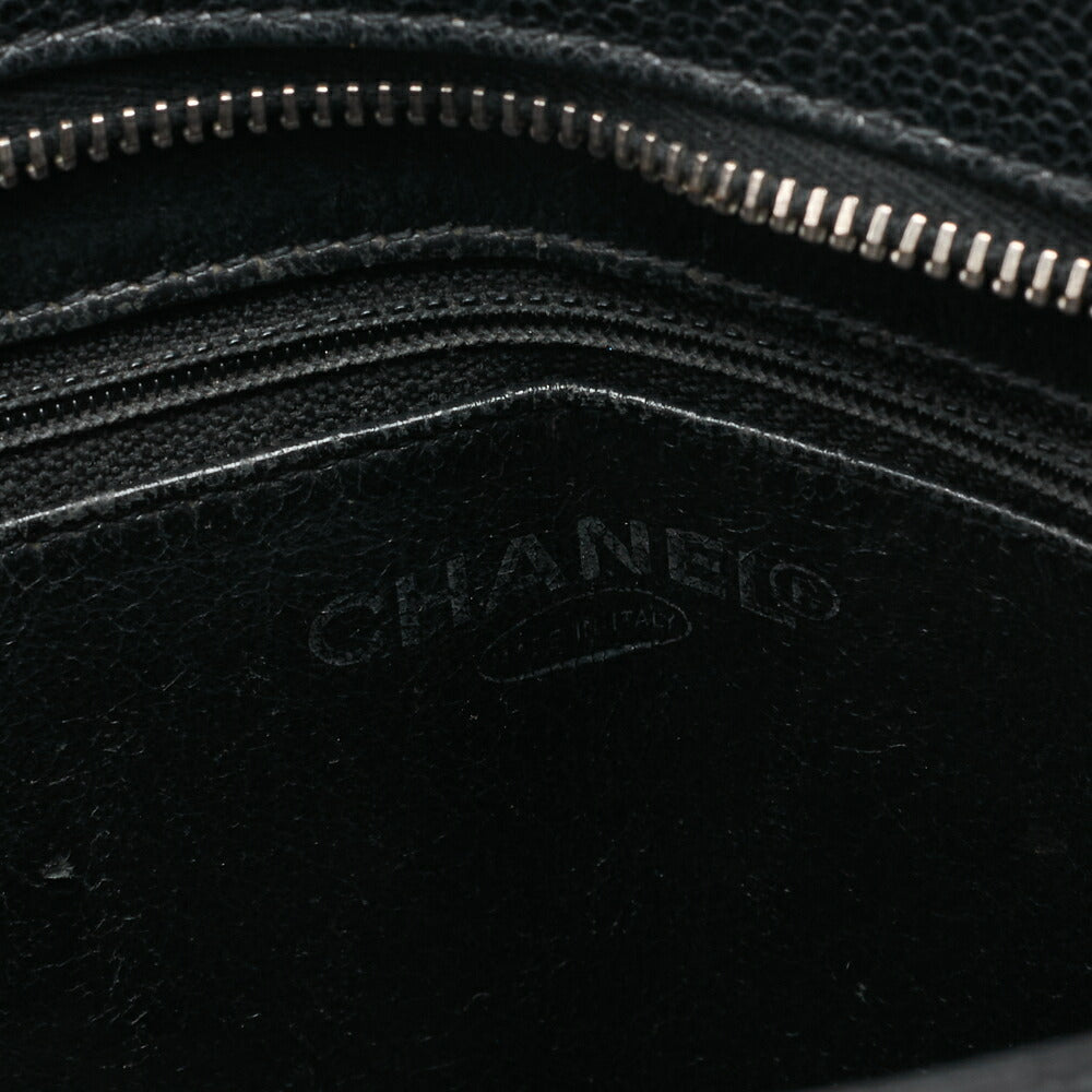 CHANEL Matelassé Reprint Tote Caviar Skin Black Silver-Tone Hardware, Pre-Owned