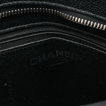 CHANEL Matelassé Reprint Tote Caviar Skin Black Silver-Tone Hardware, Pre-Owned
