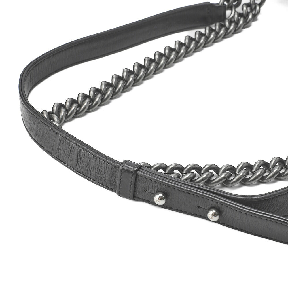 CHANEL Boy Chanel Wild Stitch Chain Shoulder Calfskin Black Silver-Tone Hardware, Pre-Owned