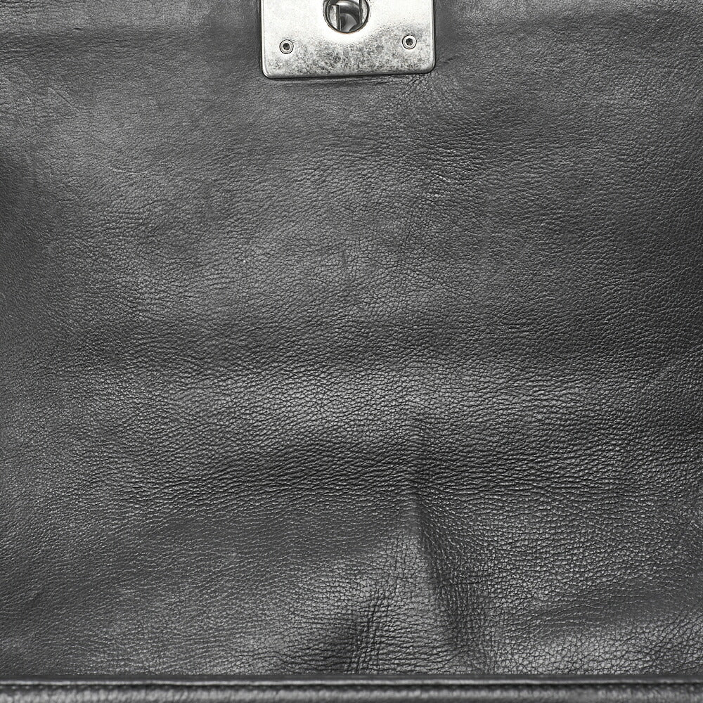 CHANEL Boy Chanel Wild Stitch Chain Shoulder Calfskin Black Silver-Tone Hardware, Pre-Owned