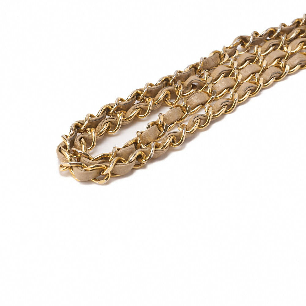 CHANEL Chain Shoulder Bag Mini Matelassé 18cm Lambskin Beige Full Flap Turnlock Gold-Tone Hardware, Pre-Owned