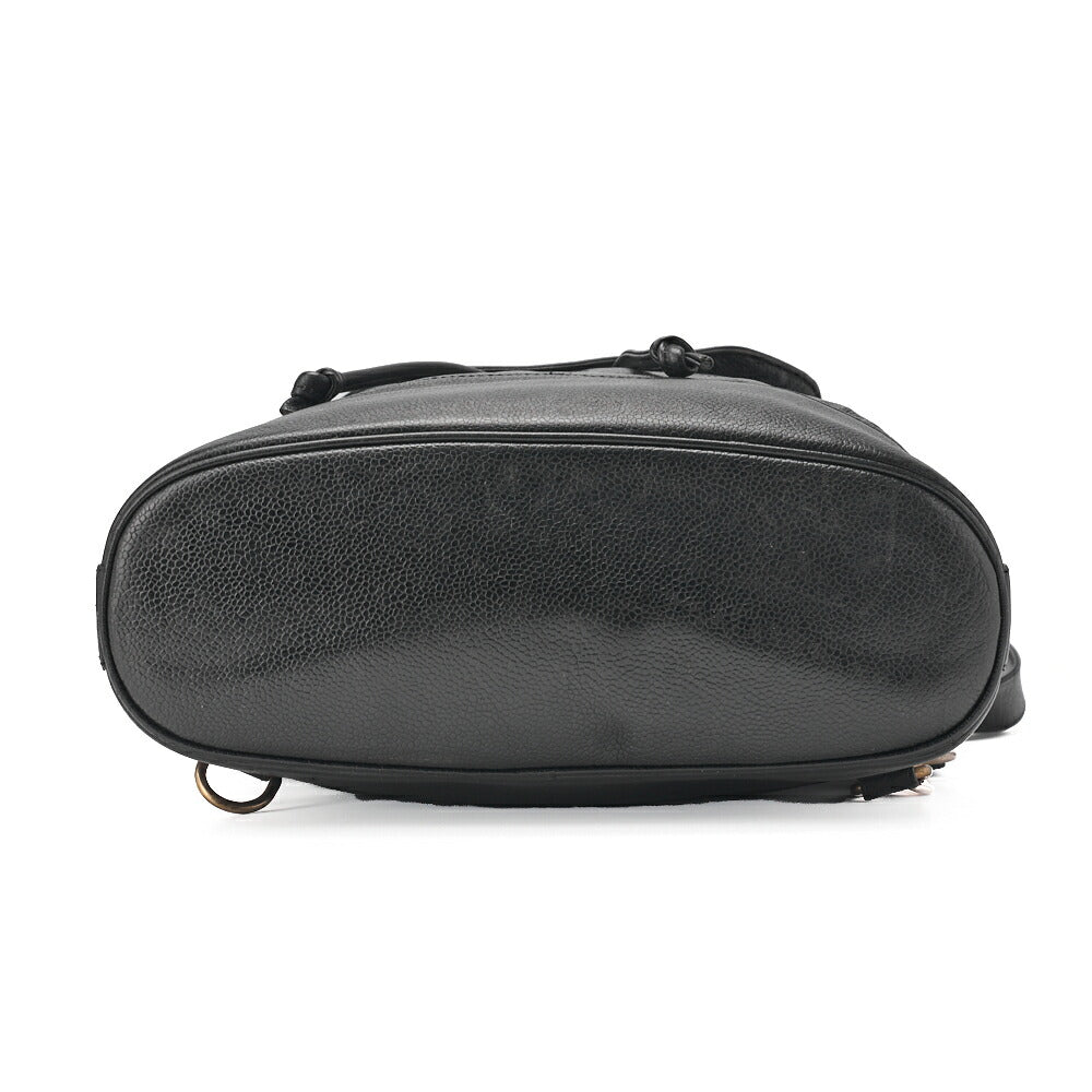 CHANEL One Shoulder Backpack Caviar Skin Big Coco Mark Black Gold-Tone Hardware, Pre-Owned