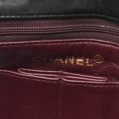 CHANEL Chain Shoulder Bag Mini Matelassé 20cm Lambskin Black Single Flap Turnlock Gold-Tone Hardware, Pre-Owned