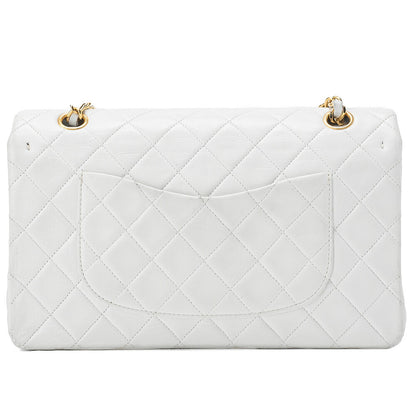 CHANEL Shoulder Bag Matelassé Double Flap 25cm Chain Shoulder Lambskin White Gold-Tone Hardware, Pre-Owned