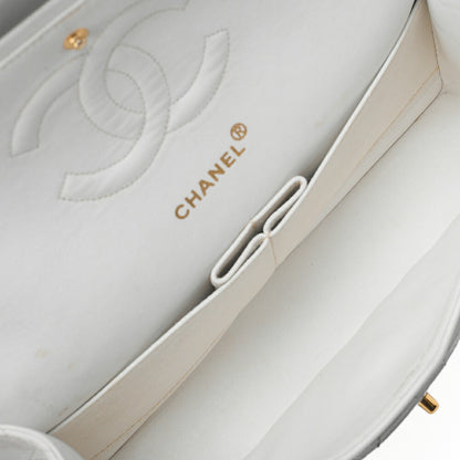CHANEL Shoulder Bag Matelassé Double Flap 25cm Chain Shoulder Lambskin White Gold-Tone Hardware, Pre-Owned
