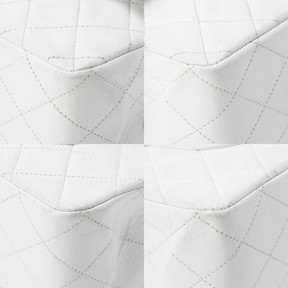 CHANEL Shoulder Bag Matelassé Double Flap 25cm Chain Shoulder Lambskin White Gold-Tone Hardware, Pre-Owned