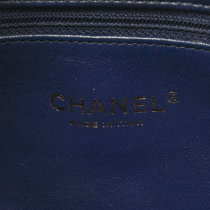 CHANEL Chain Shoulder Matelassé Bicolore Calfskin Navy Gold-Tone Hardware, Pre-Owned