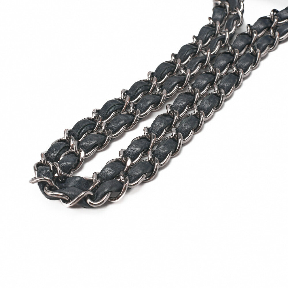 CHANEL Chain Shoulder Bag Matelassé Single Flap Turnlock Caviar Skin Navy Silver-Tone Hardware, Pre-Owned