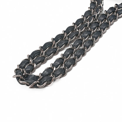 CHANEL Chain Shoulder Bag Matelassé Single Flap Turnlock Caviar Skin Navy Silver-Tone Hardware, Pre-Owned