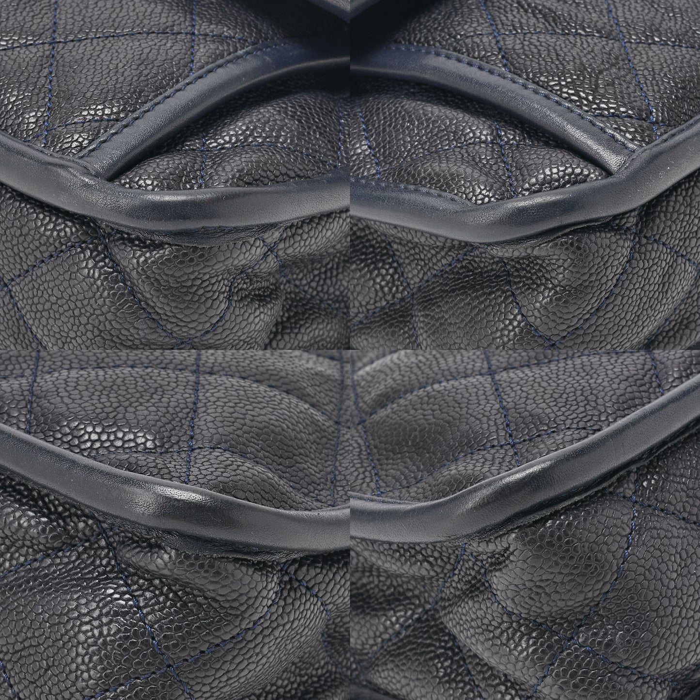 CHANEL Chain Shoulder Bag Matelassé Single Flap Turnlock Caviar Skin Navy Silver-Tone Hardware, Pre-Owned