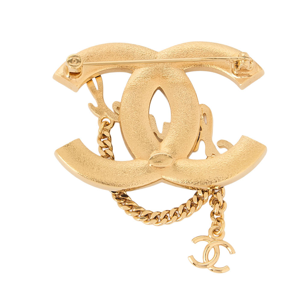 CHANEL CC Mark Star Lame Brooch Pin I24C Gold-Tone Hardware, Pre-Owned