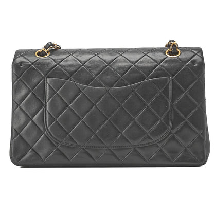 CHANEL Shoulder Bag Matelassé Double Flap 25cm Chain Shoulder Lambskin Black Gold-Tone Hardware, Pre-Owned