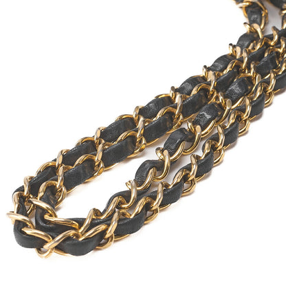 CHANEL Shoulder Bag Matelassé Double Flap 25cm Chain Shoulder Lambskin Black Gold-Tone Hardware, Pre-Owned