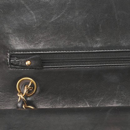 CHANEL Shoulder Bag Matelassé Double Flap 25cm Chain Shoulder Lambskin Black Gold-Tone Hardware, Pre-Owned