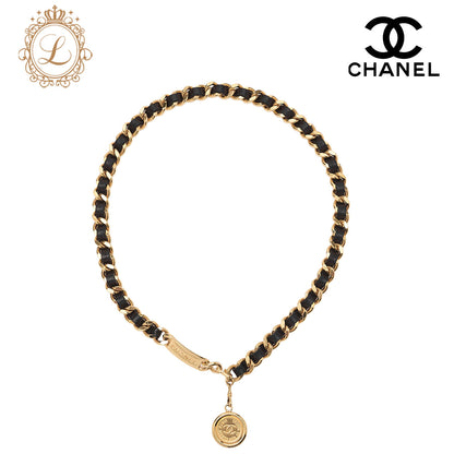 CHANEL Cocomark Chain Belt GP x Leather Black x Gold Gold-Tone Hardware, Pre-Owned
