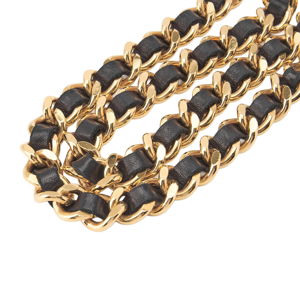 CHANEL Cocomark Chain Belt GP x Leather Black x Gold Gold-Tone Hardware, Pre-Owned