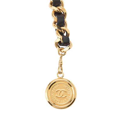 CHANEL Cocomark Chain Belt GP x Leather Black x Gold Gold-Tone Hardware, Pre-Owned