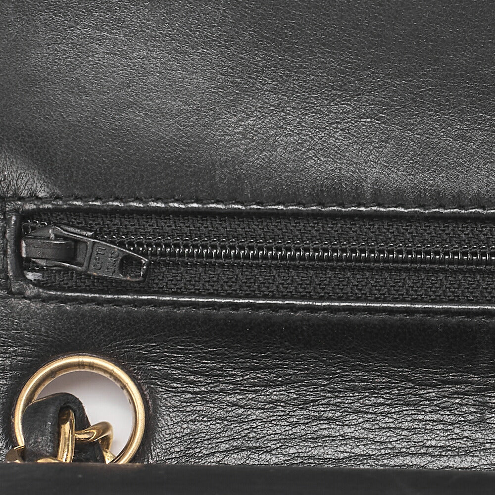 CHANEL Chain Shoulder Bag Matelassé Double Flap 23cm Lambskin Black Gold-Tone Hardware, Pre-Owned