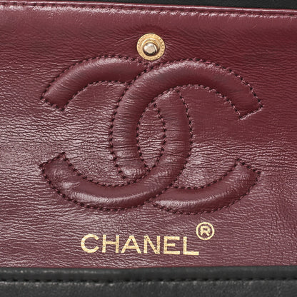 CHANEL Chain Shoulder Bag Matelassé Double Flap 23cm Lambskin Black Gold-Tone Hardware, Pre-Owned