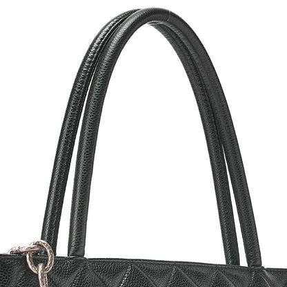 CHANEL Matelassé Reprint Tote Caviar Skin Black Silver-Tone Hardware, Pre-Owned
