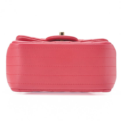 CHANEL Chain Shoulder Bag Mini Matrasse 17cm Lambskin V-Stitch Red Single Flap Turnlock Gold-Tone Hardware, Pre-Owned