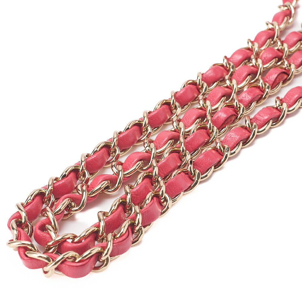 CHANEL Chain Shoulder Bag Mini Matrasse 17cm Lambskin V-Stitch Red Single Flap Turnlock Gold-Tone Hardware, Pre-Owned